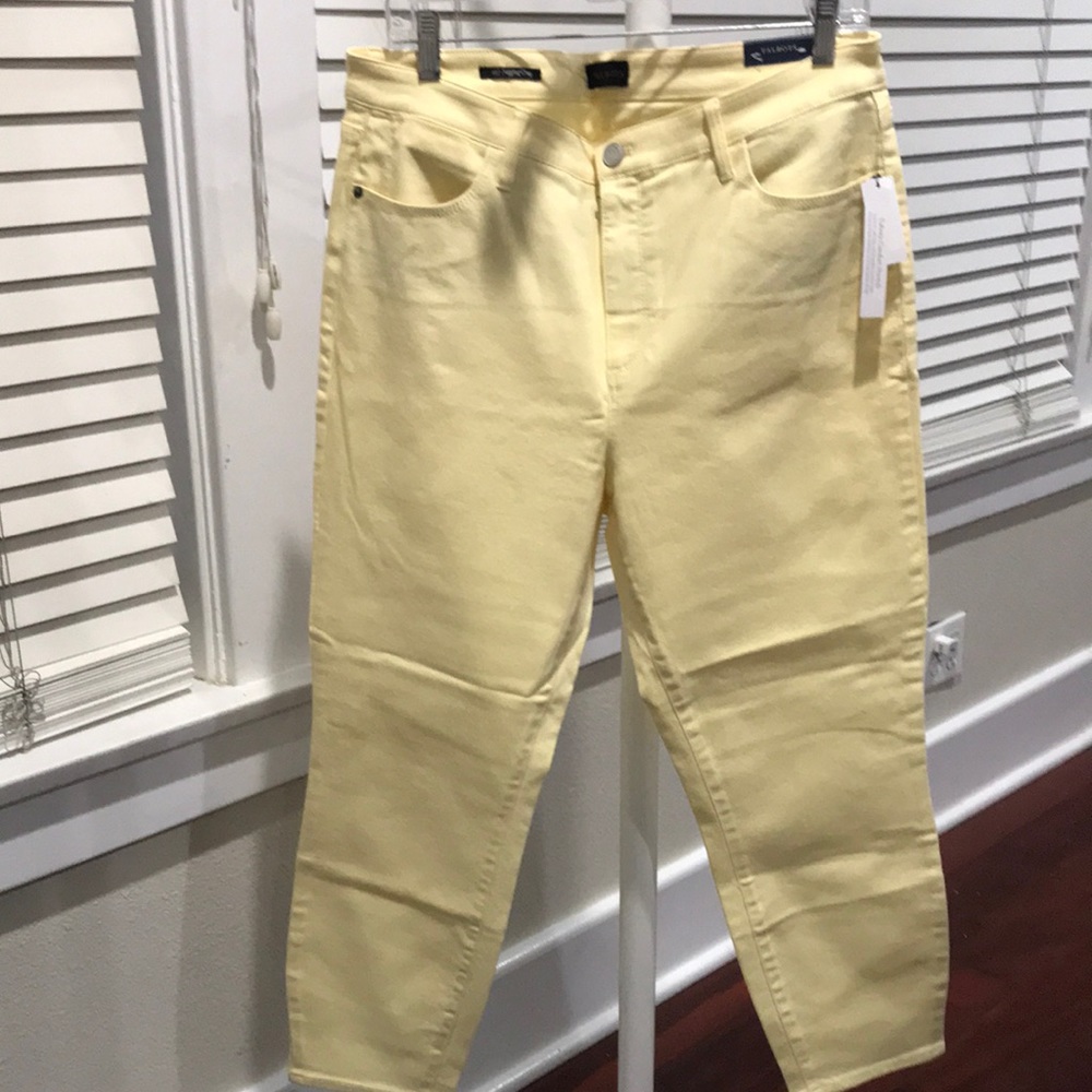 Talbots women Straight Leg Crop Jean At Waits Size 14  Light Yellow Color - Picture 2 of 10